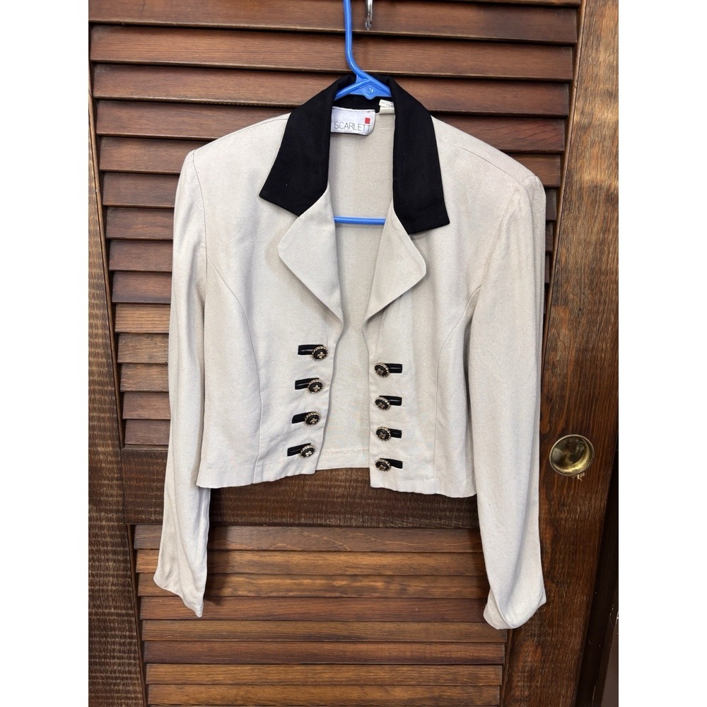 Scarlett Cropped Bolero Jacket Black Collar Gold Button Detail Women Size 4